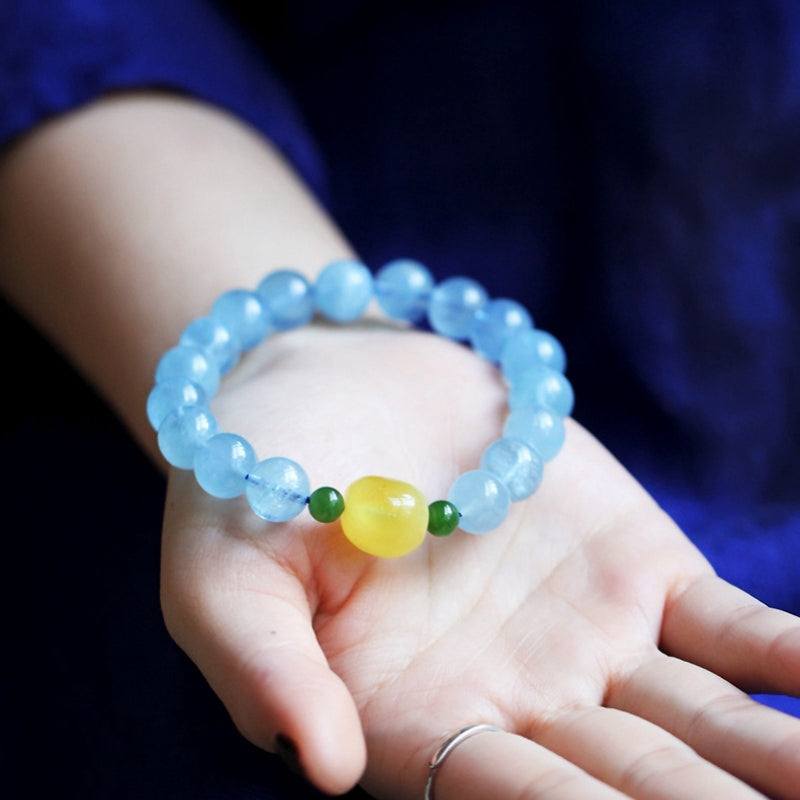 ATELIER-TIBET – Bracelet Aigue Marine – Douce Vague