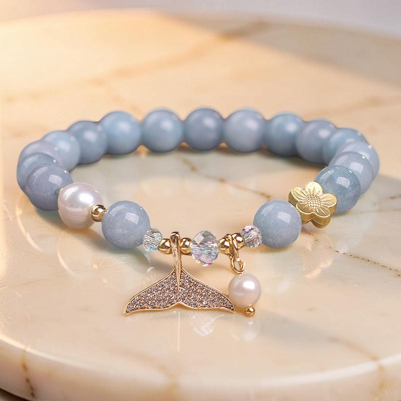 ATELIER-TIBET – Bracelet Aigue Marine et Perle – Apaisement de Mer