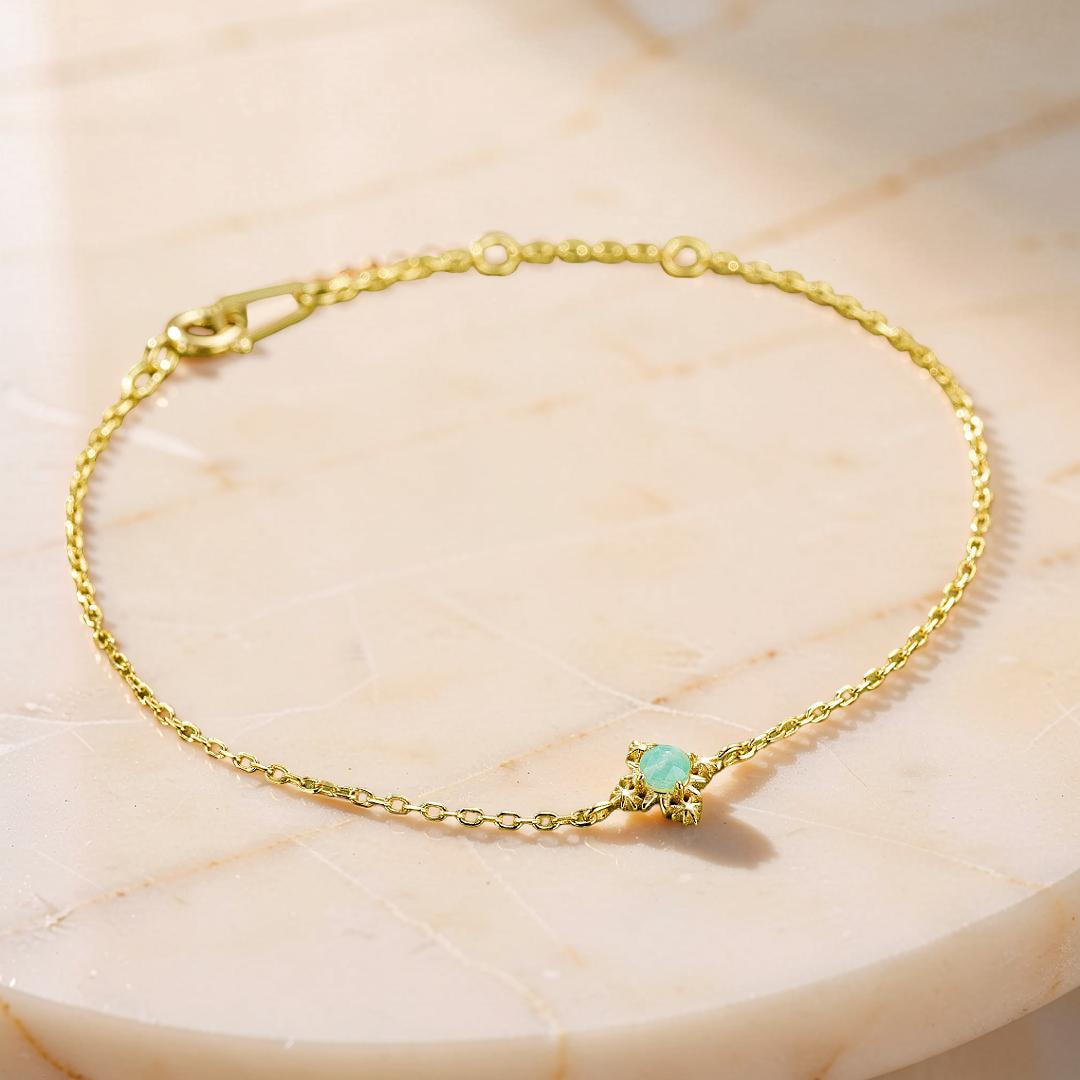 ATELIER-TIBET – Bracelet Amazonite, Croix Étoilée, Argent Plaqué Or