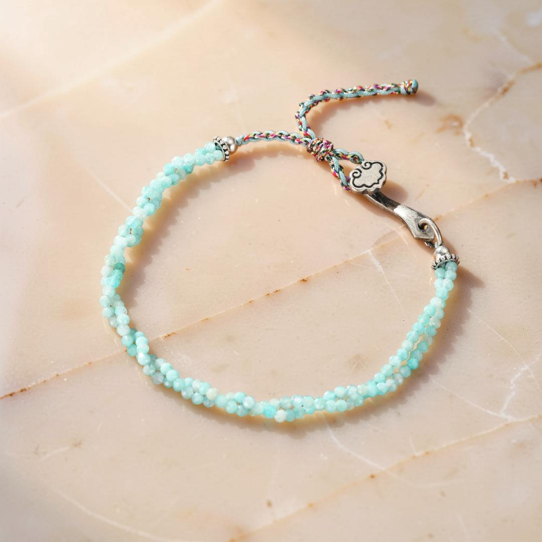 ATELIER-TIBET – Bracelet Amazonite ou Tourmaline – Essence, Argent