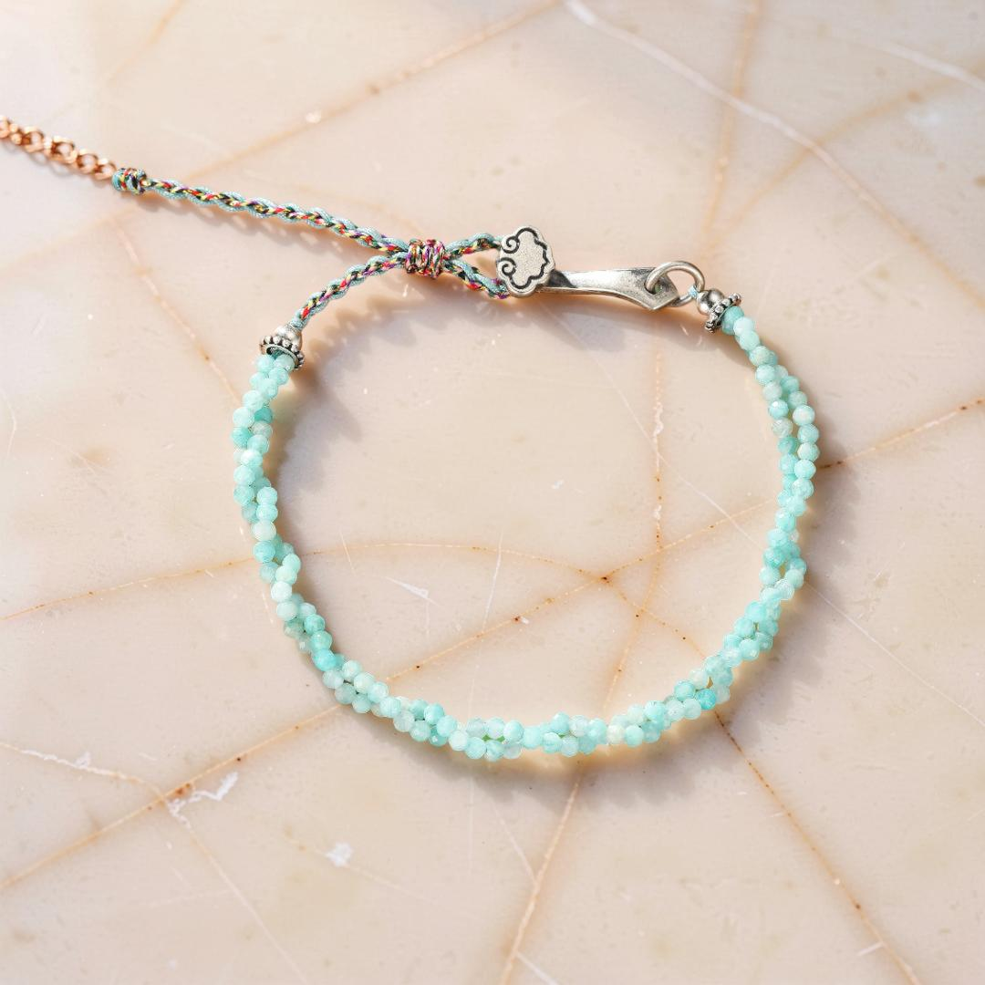 ATELIER-TIBET – Bracelet Amazonite ou Tourmaline – Essence, Argent