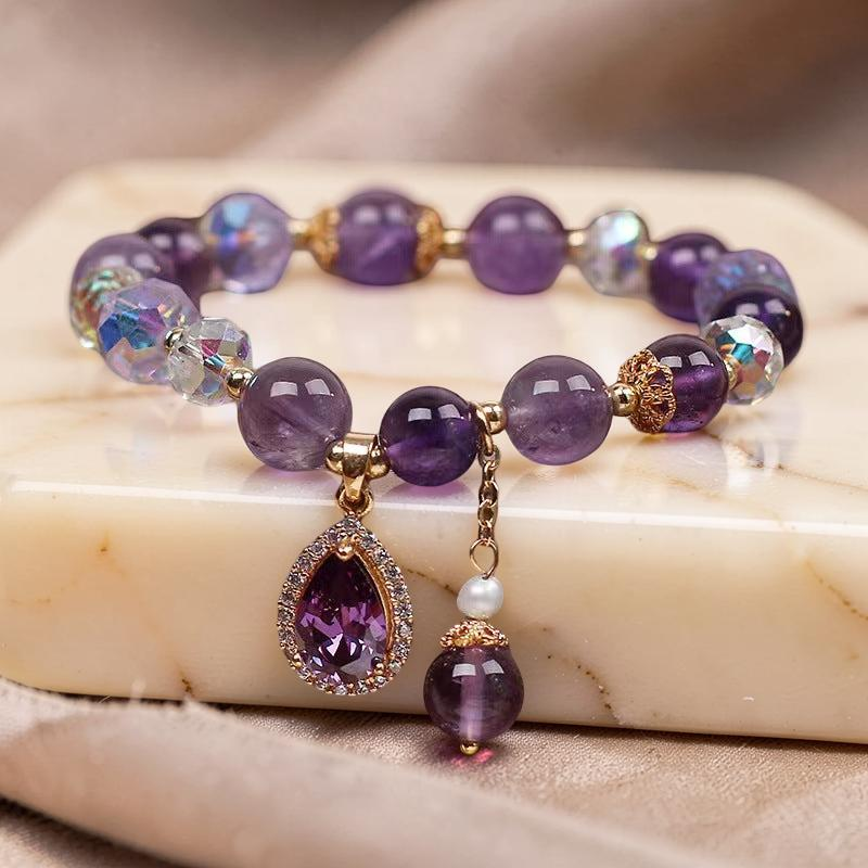 ATELIER-TIBET – Bracelet Améthyste et Quartz Clair – Merveille