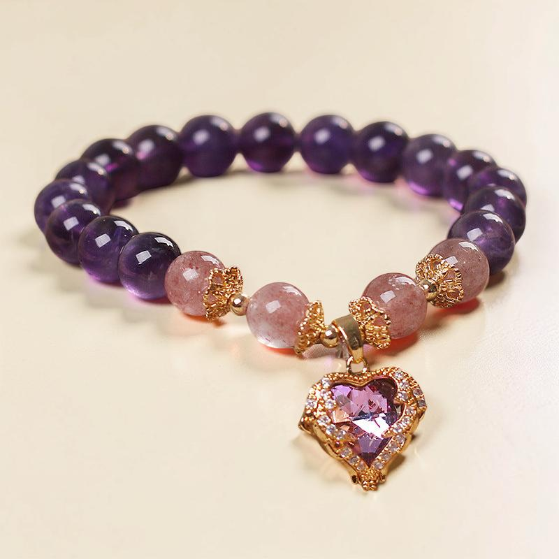 ATELIER-TIBET – Bracelet Améthyste et Quartz Fraise – Espoir