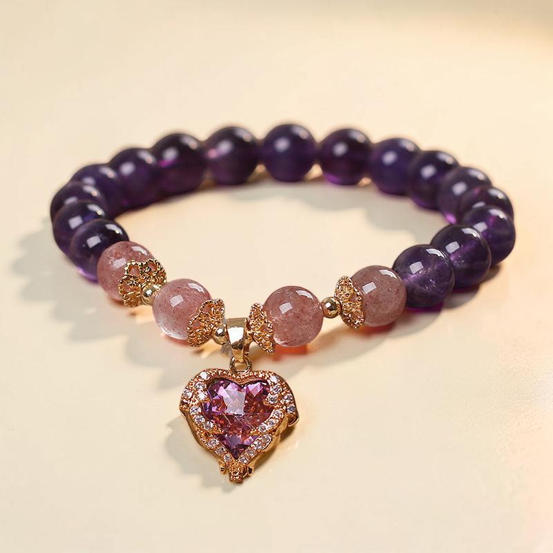 ATELIER-TIBET – Bracelet Améthyste et Quartz Fraise – Espoir