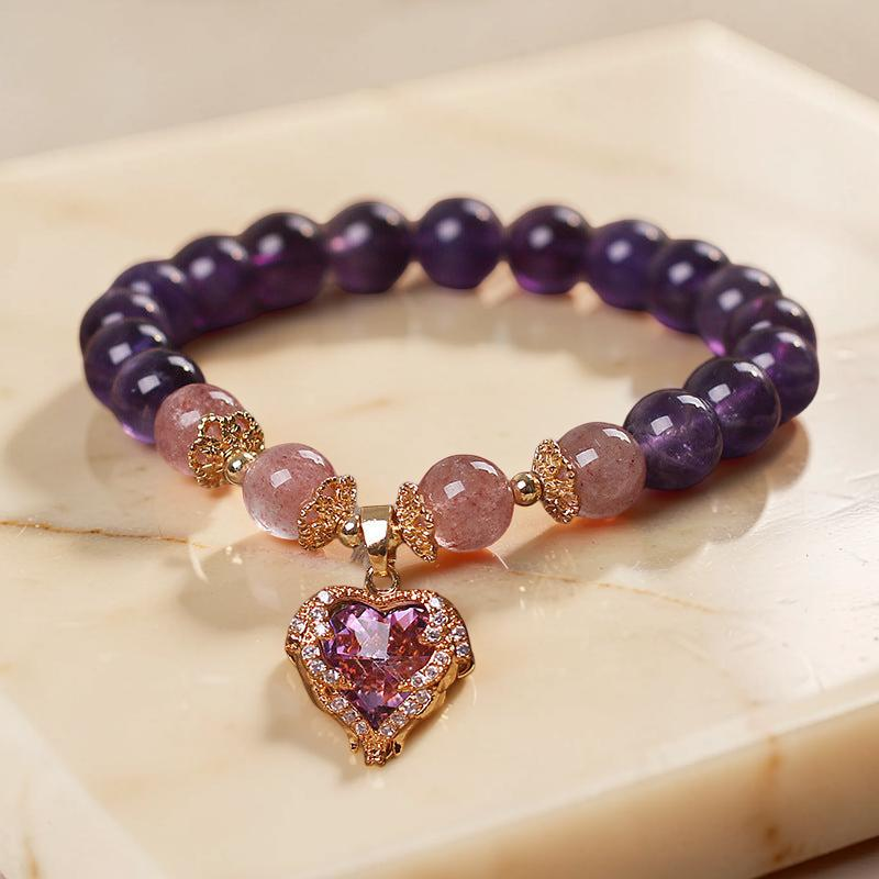 ATELIER-TIBET – Bracelet Améthyste et Quartz Fraise – Espoir