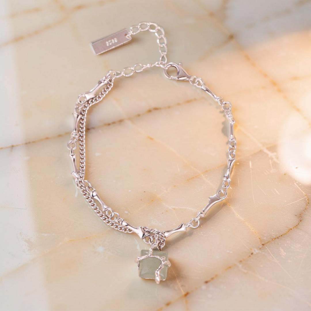 ATELIER-TIBET – Bracelet Aventurine – Fleur de Sérénité, Argent