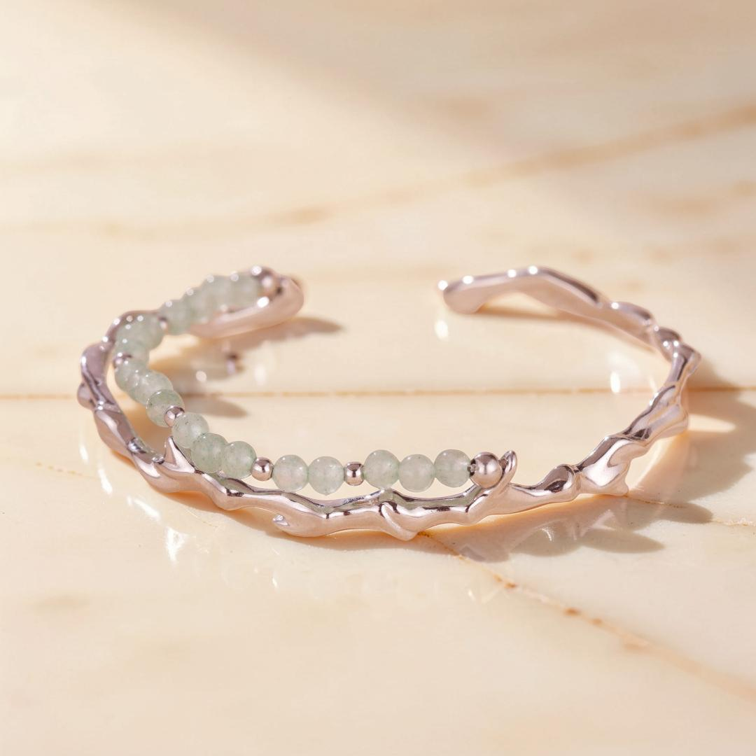 ATELIER-TIBET – Bracelet Aventurine – Force du Bambou, Argent