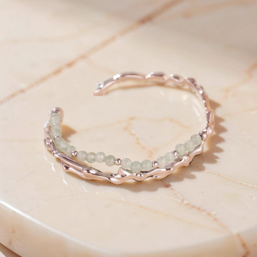 ATELIER-TIBET – Bracelet Aventurine – Force du Bambou, Argent