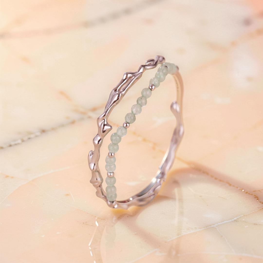 ATELIER-TIBET – Bracelet Aventurine – Force du Bambou, Argent