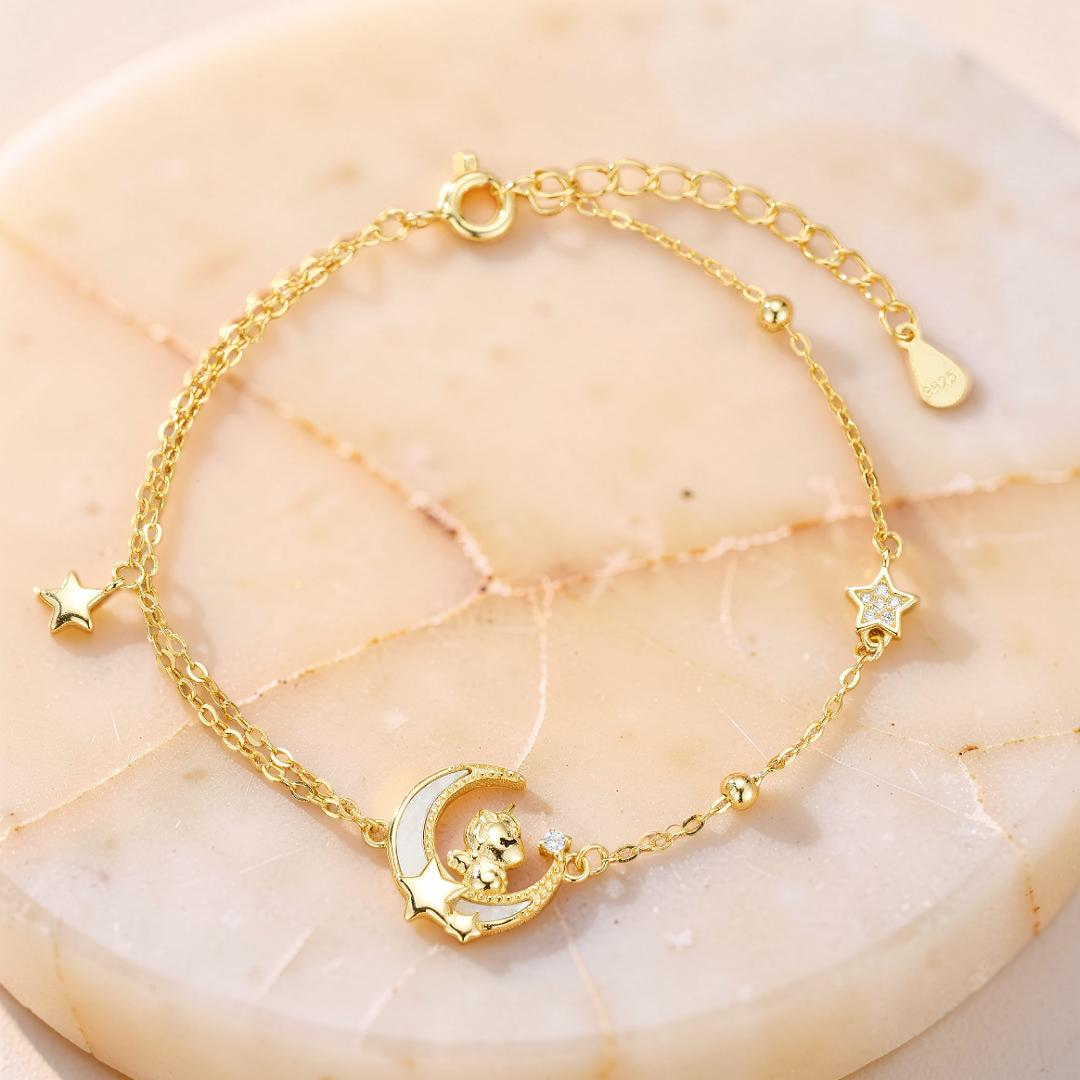 ATELIER-TIBET – Bracelet Cheval – Rêve Étoilé, Argent Plaqué Or