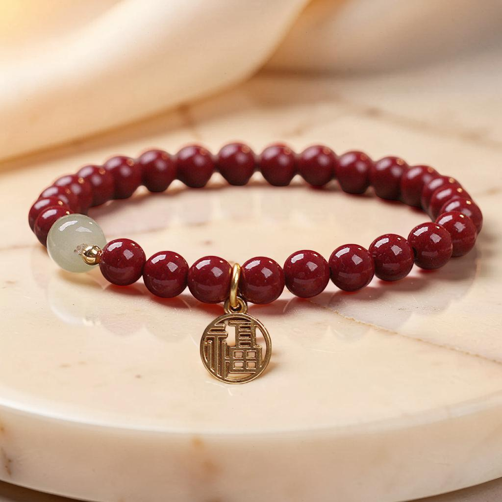 ATELIER-TIBET – Bracelet Cinabre et Jade – Force Flamboyante
