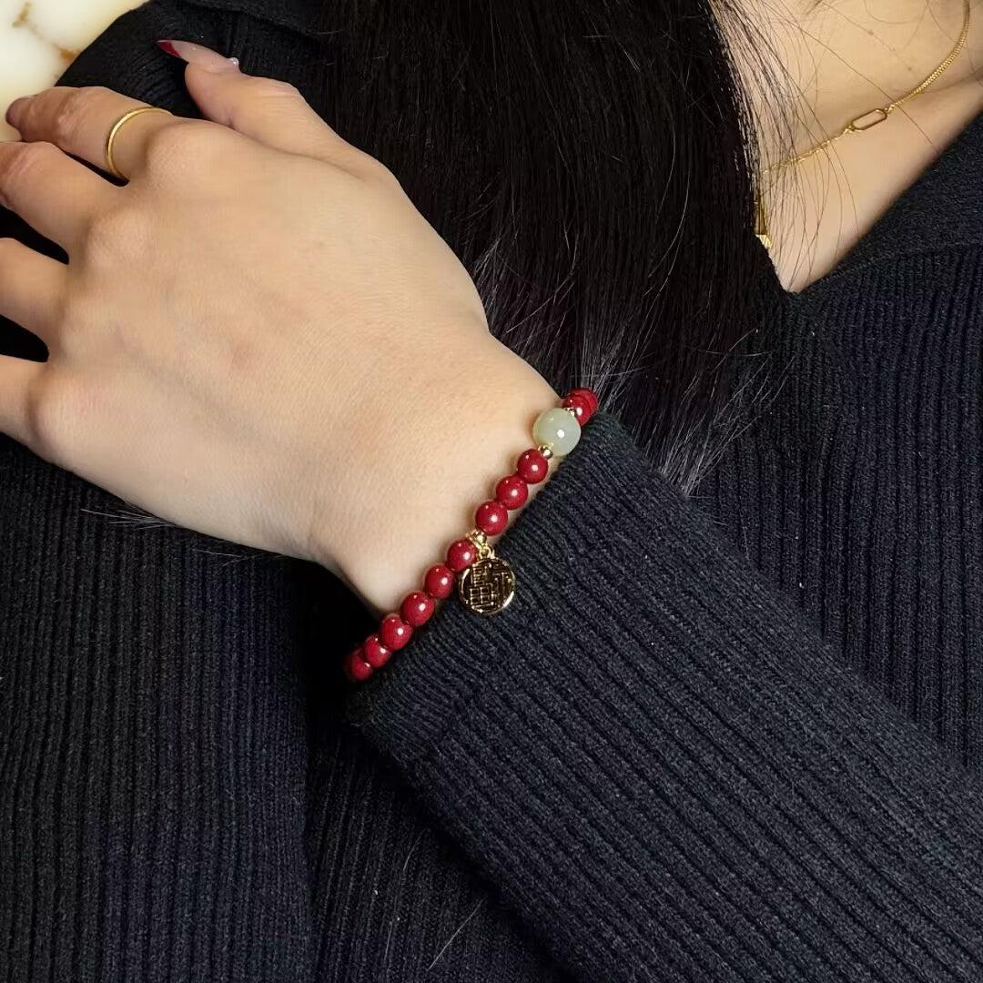 ATELIER-TIBET – Bracelet Cinabre et Jade – Force Flamboyante
