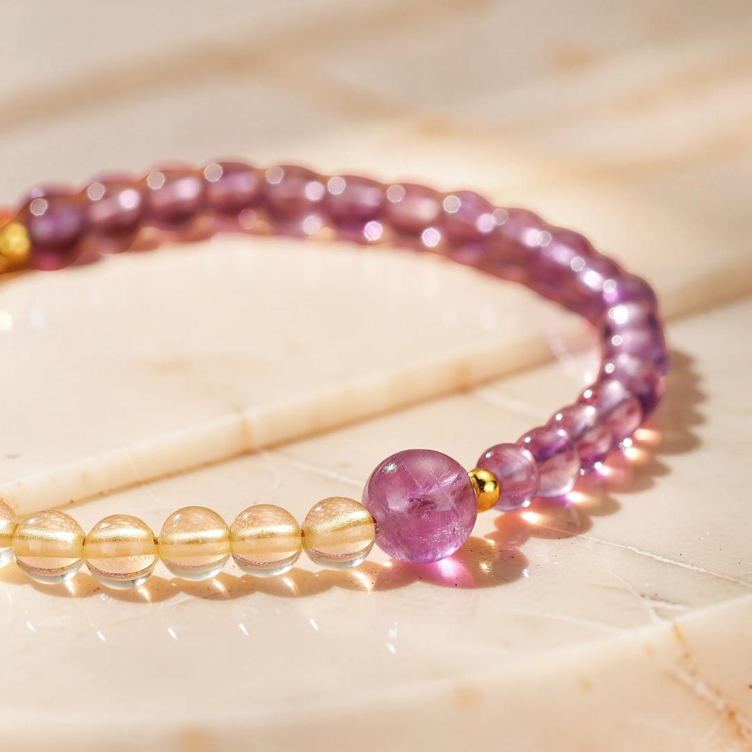 ATELIER-TIBET – Bracelet Citrine et Améthyste – Équilibre Solaire et Mystique