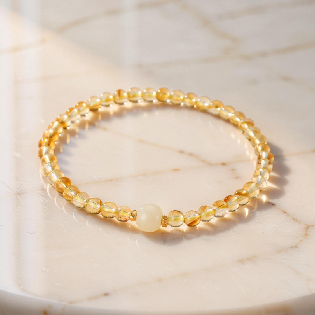 ATELIER-TIBET – Bracelet Citrine et Jade – Aura de Prospérité