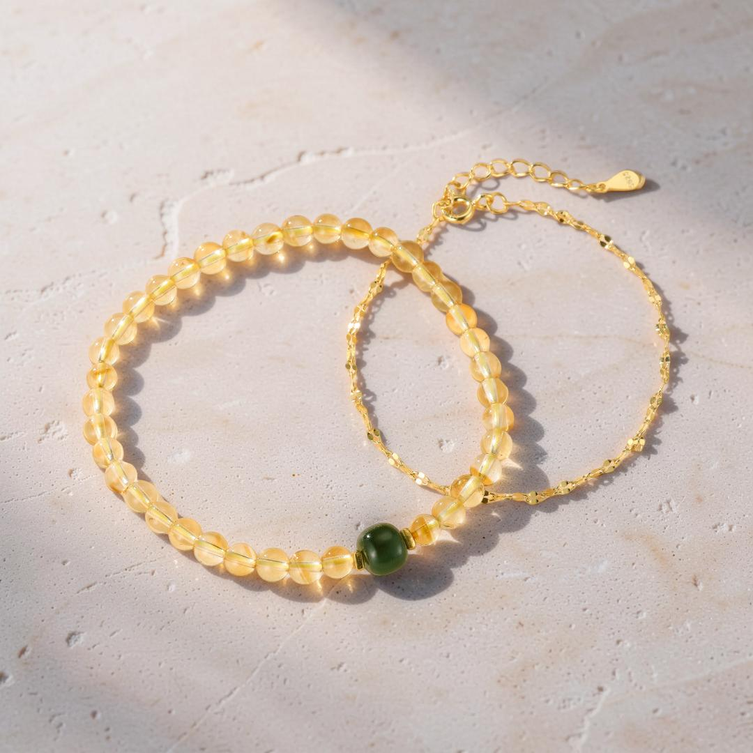ATELIER-TIBET – Bracelet Citrine et Jade – Aura de Prospérité