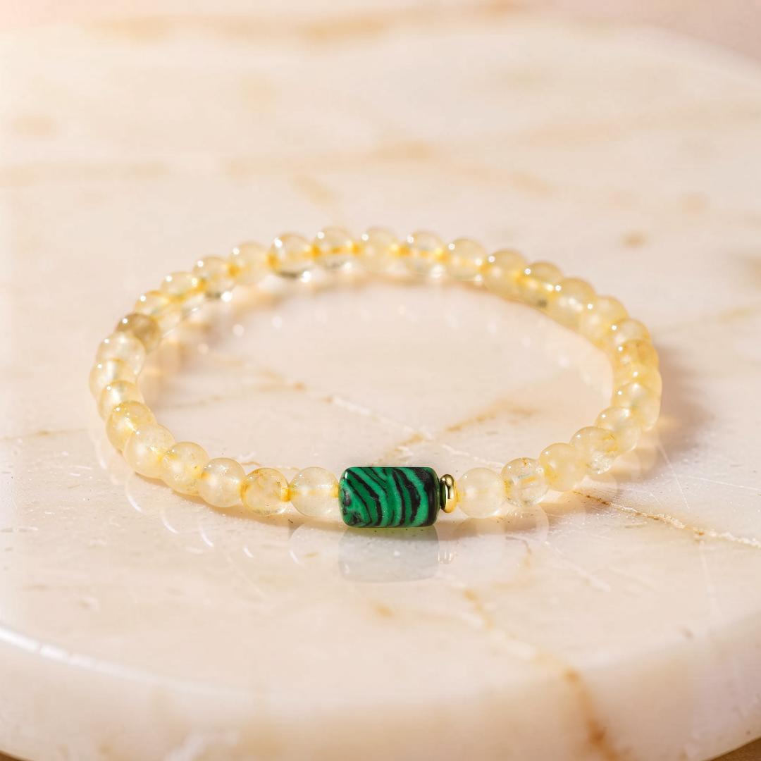 ATELIER-TIBET – Bracelet Citrine et Malachite – Équilibre Abondant