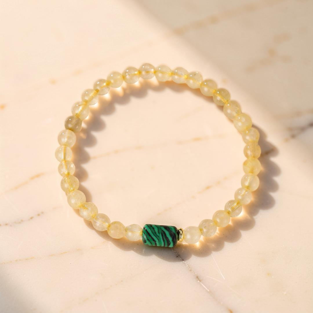 ATELIER-TIBET – Bracelet Citrine et Malachite – Équilibre Abondant
