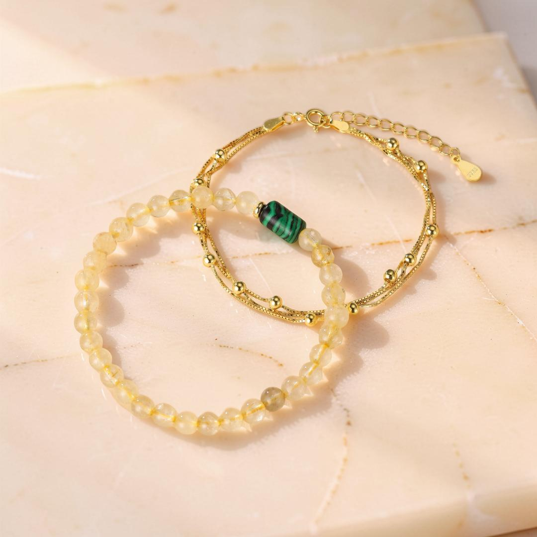 ATELIER-TIBET – Bracelet Citrine et Malachite – Équilibre Abondant