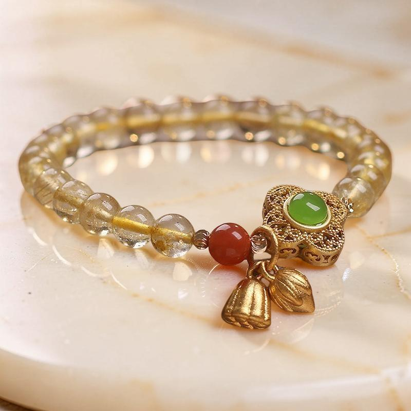 ATELIER-TIBET – Bracelet Citrine Lotus – Prospérité et Optimisme