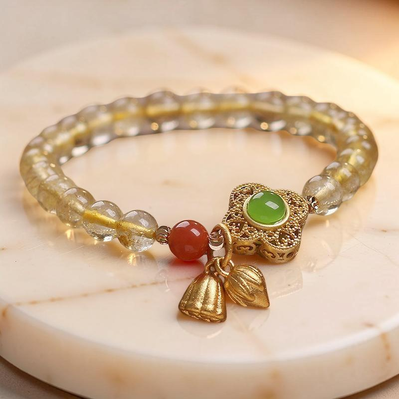 ATELIER-TIBET – Bracelet Citrine Lotus – Prospérité et Optimisme