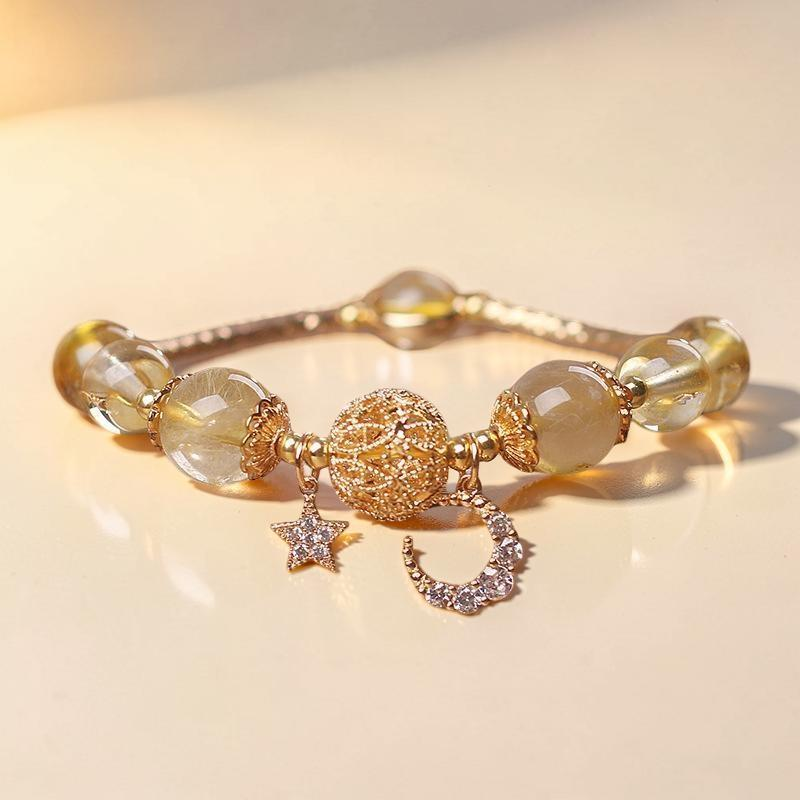 ATELIER-TIBET – Bracelet Citrine Lune et Étoile – Nuit de Rêveur