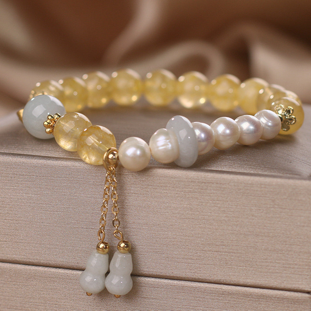 ATELIER-TIBET – Bracelet Citrine Perle Jade – Gourde de Fortune