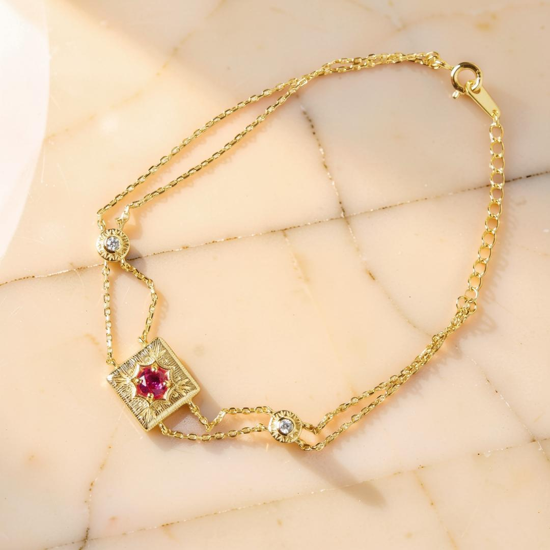 ATELIER-TIBET – Bracelet Cornaline – Joie de vivre, Argent Plaqué Or