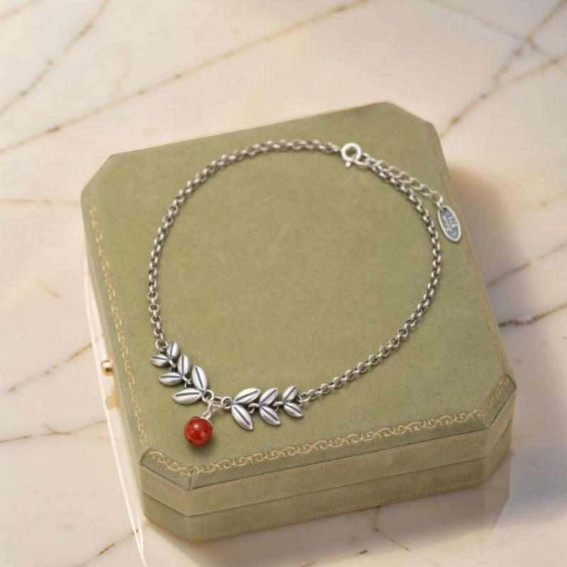 ATELIER-TIBET – Bracelet de Cheville Agate – Séduction Fleurie, Argent