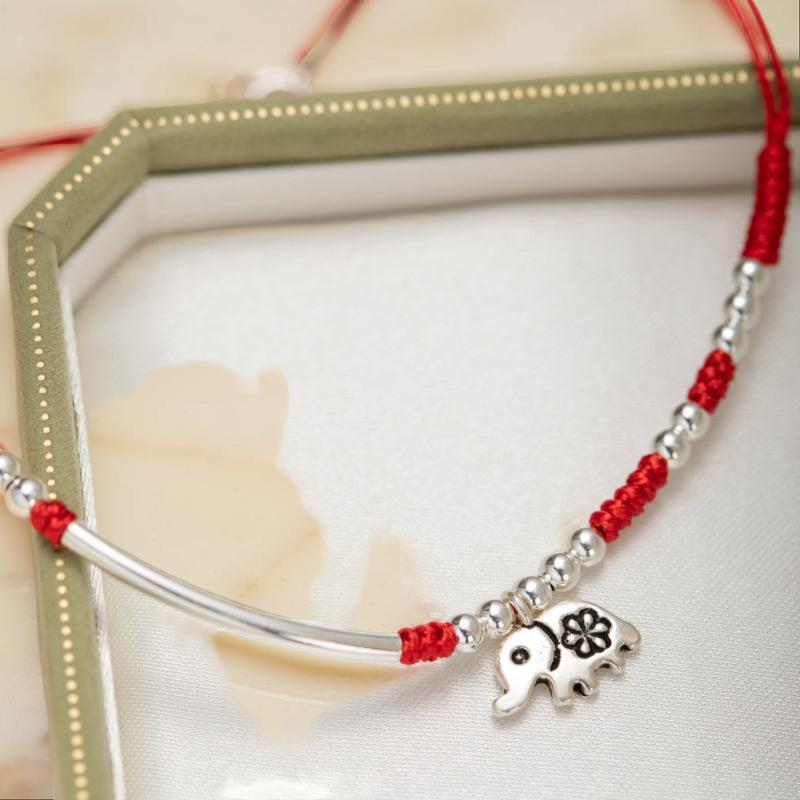 ATELIER-TIBET – Bracelet de Cheville – Charme Rouge, Argent
