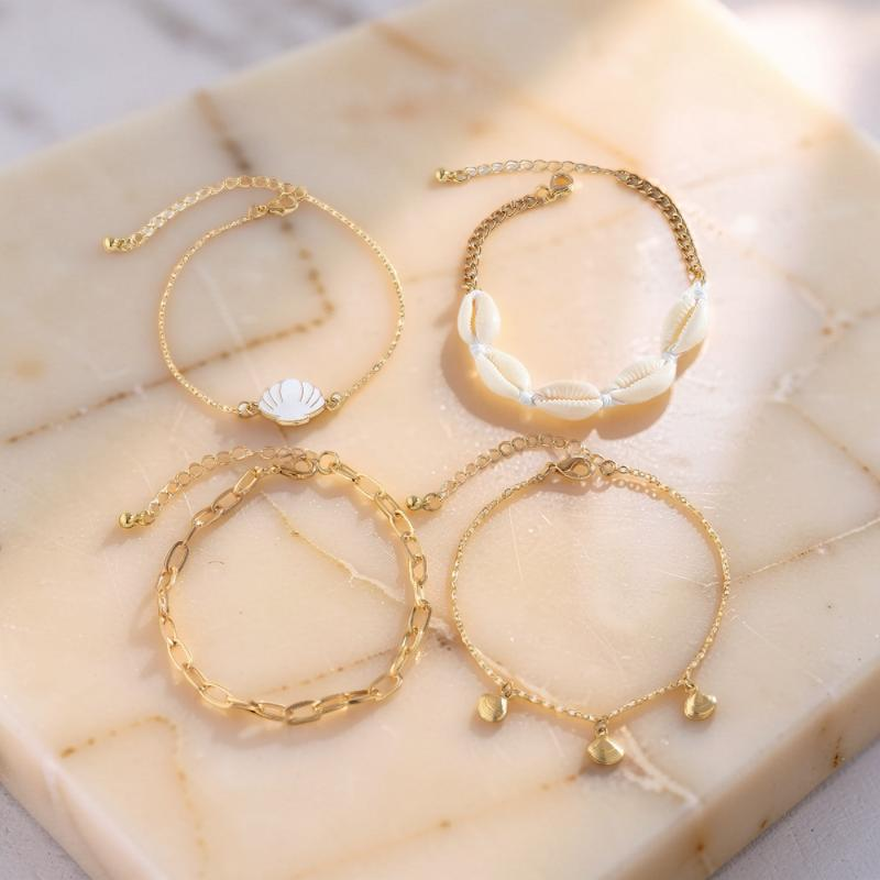 ATELIER-TIBET – Bracelet de Cheville Coquillage – Caresse de l'Atlantide