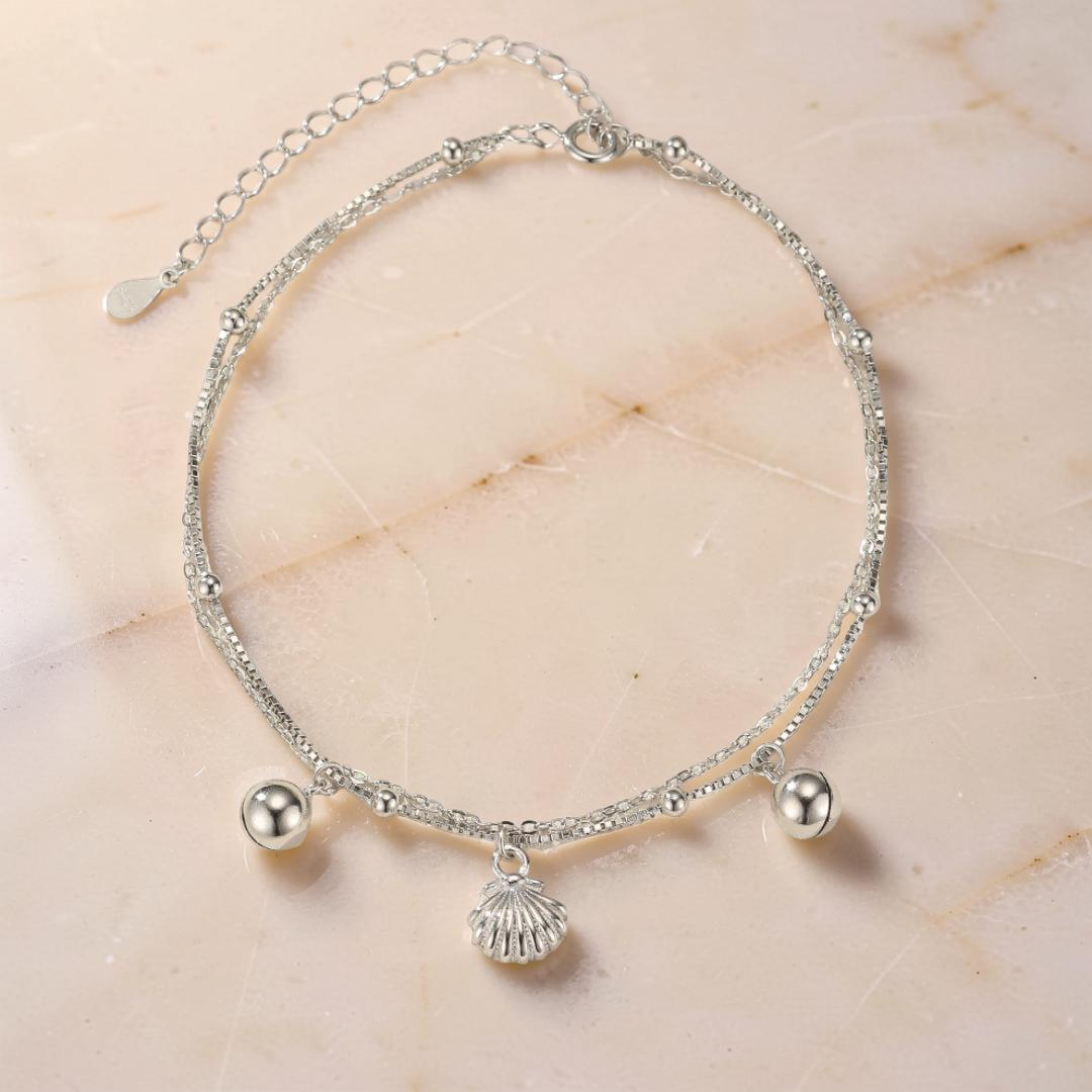 ATELIER-TIBET – Bracelet de Cheville Coquillage – Évasion Marine, Argent 925