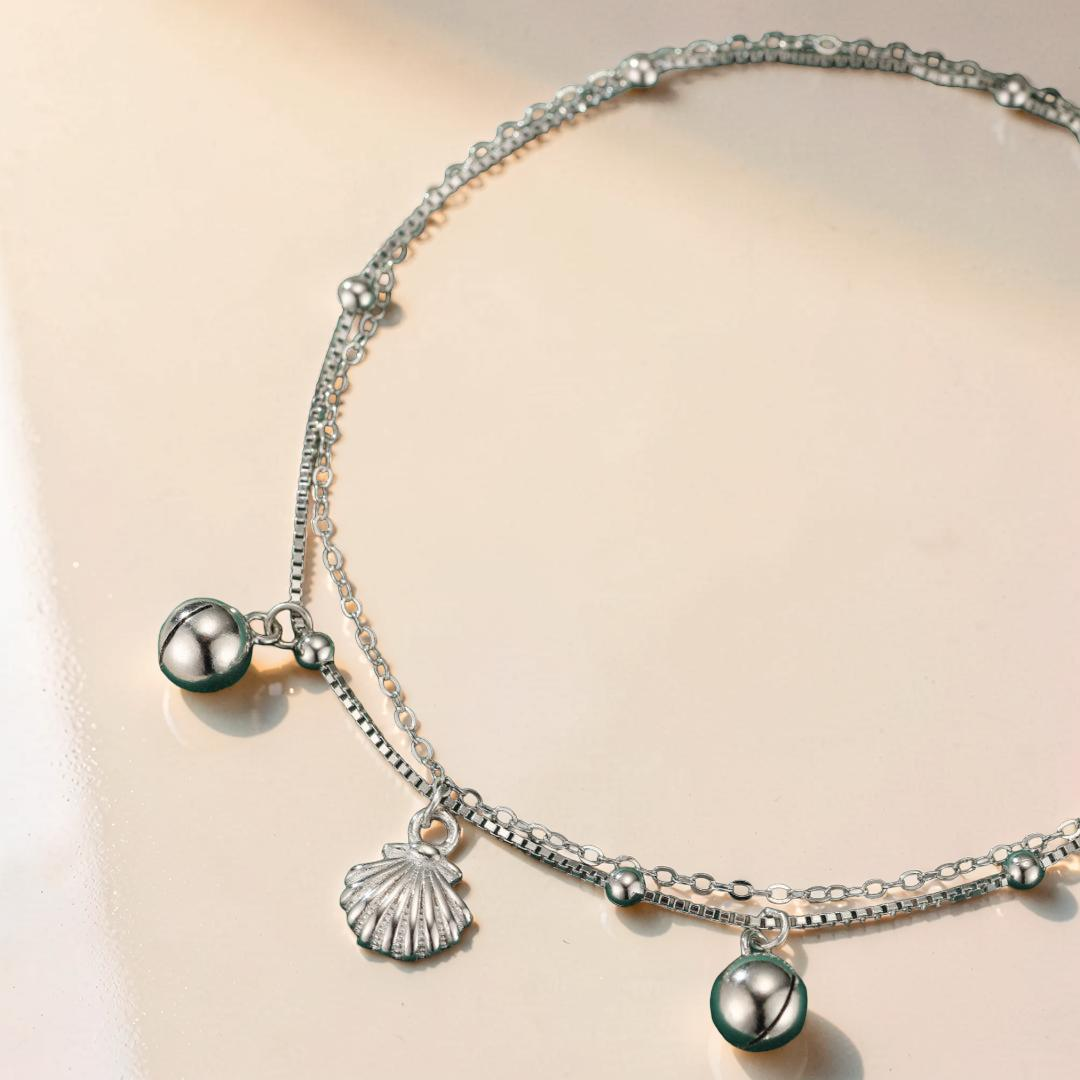 ATELIER-TIBET – Bracelet de Cheville Coquillage – Évasion Marine, Argent 925