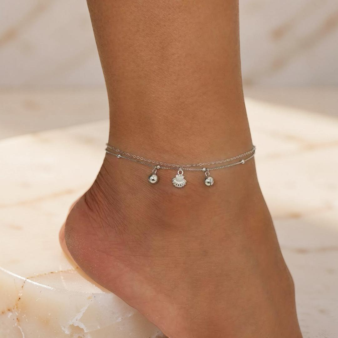 ATELIER-TIBET – Bracelet de Cheville Coquillage – Évasion Marine, Argent 925