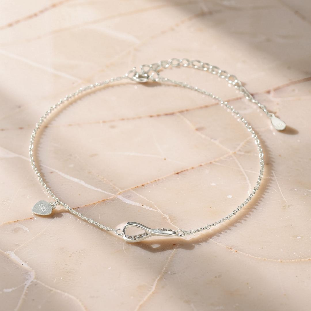 ATELIER-TIBET – Bracelet de Cheville Infini – Brillance Éternelle, Argent 925