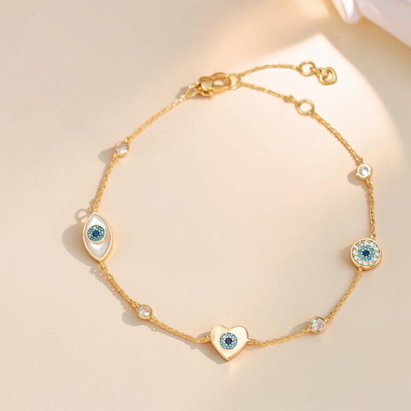 ATELIER-TIBET – Bracelet de Cheville Mauvais Œil – Danse Légère, Plaqué Or