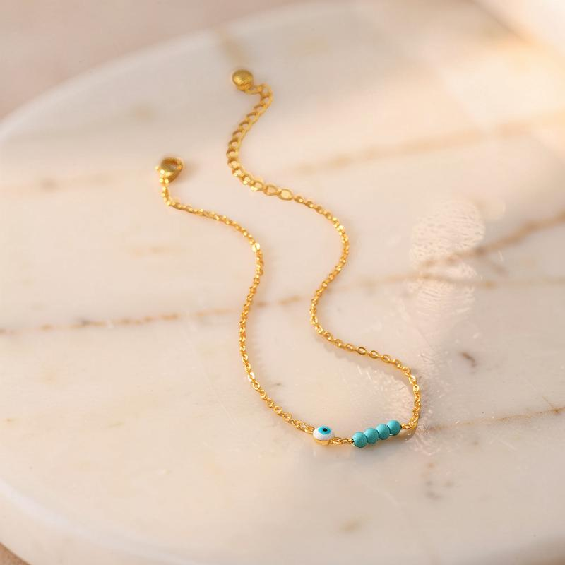 ATELIER-TIBET – Bracelet de Cheville Mauvais Œil – Garde Serein, Plaqué Or