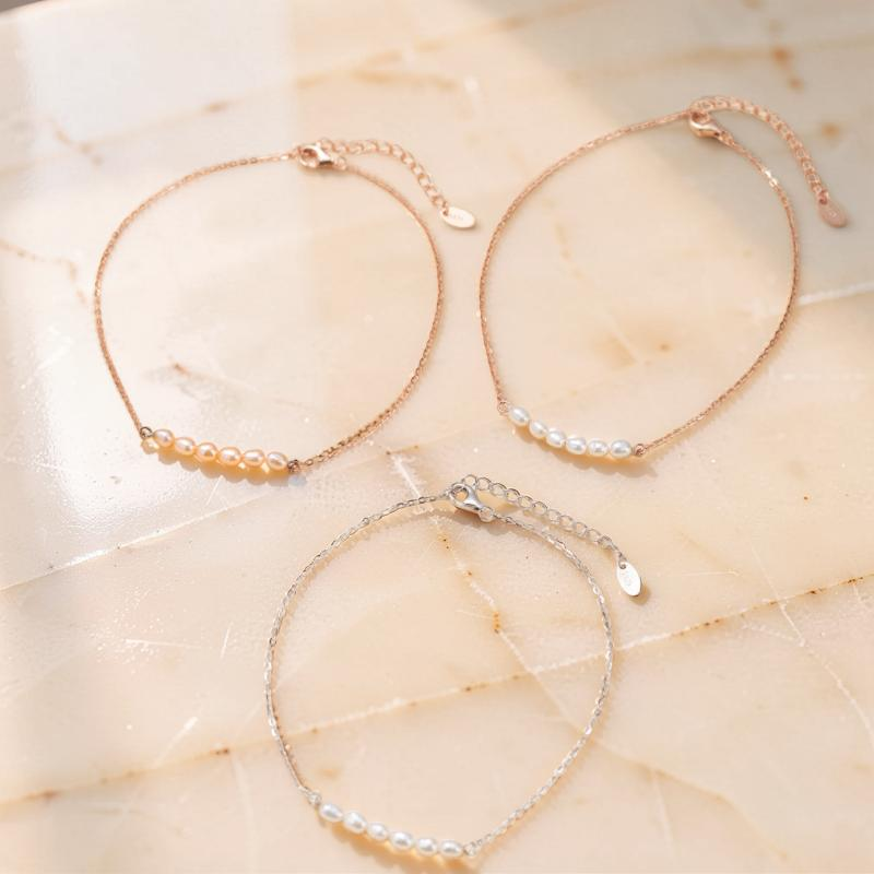 ATELIER-TIBET – Bracelet de Cheville Perle – Charme Délicat, Argent