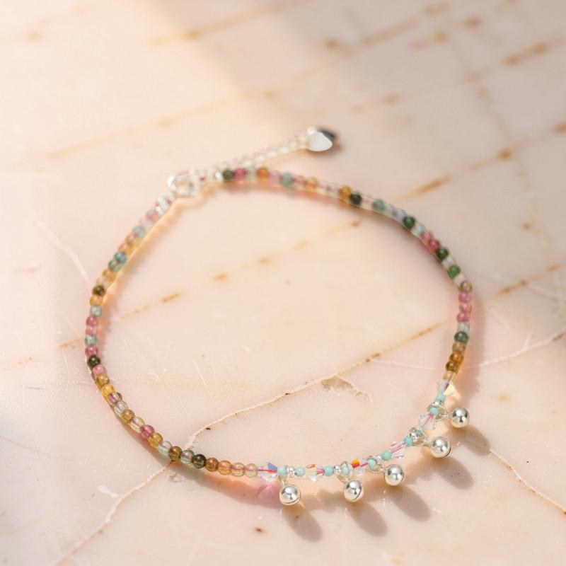 ATELIER-TIBET – Bracelet de Cheville Tourmaline – Son de l'Âme, Argent