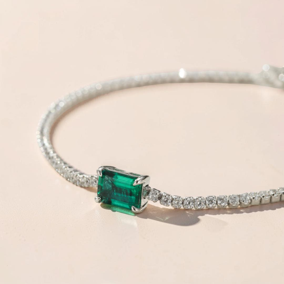 ATELIER-TIBET – Bracelet Émeraude – Harmonie Précieuse, Argent 925