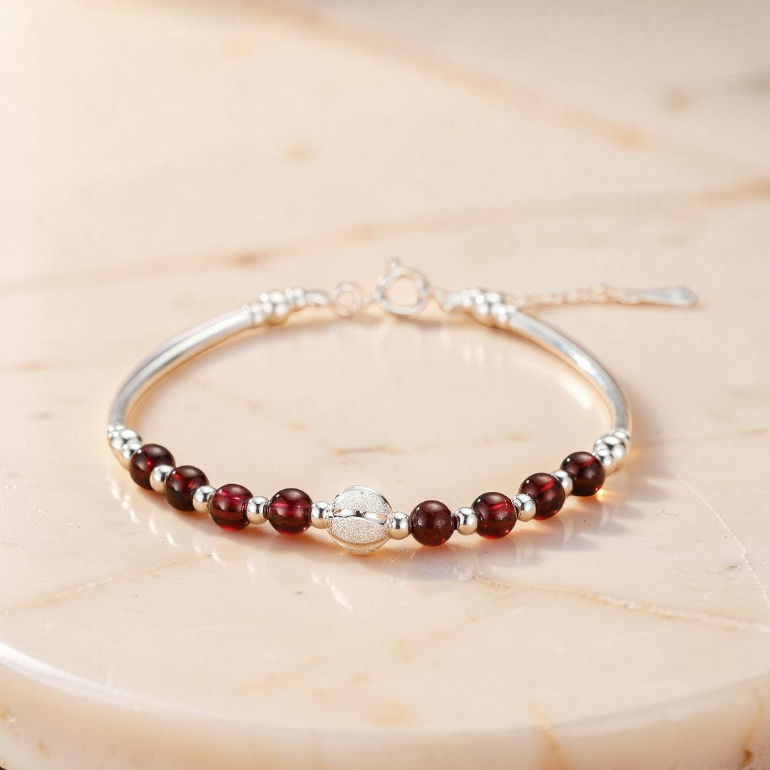 ATELIER-TIBET – Bracelet Grenat – Épure Protectrice, Argent