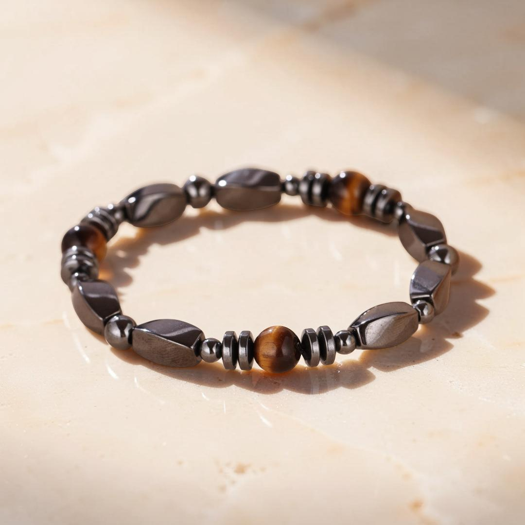 ATELIER-TIBET – Bracelet Homme Hématite et Œil de Tigre – Force Sauvage