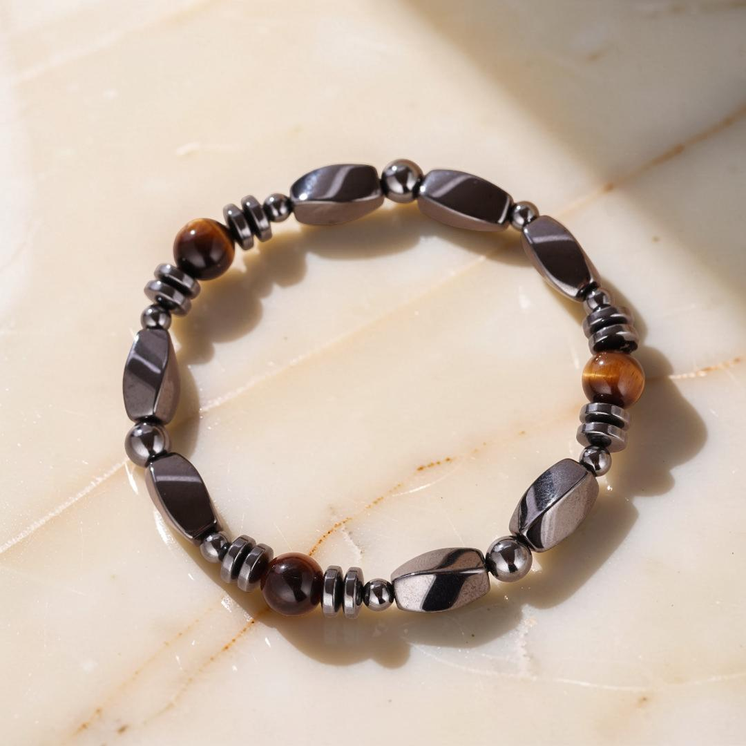 ATELIER-TIBET – Bracelet Homme Hématite et Œil de Tigre – Force Sauvage