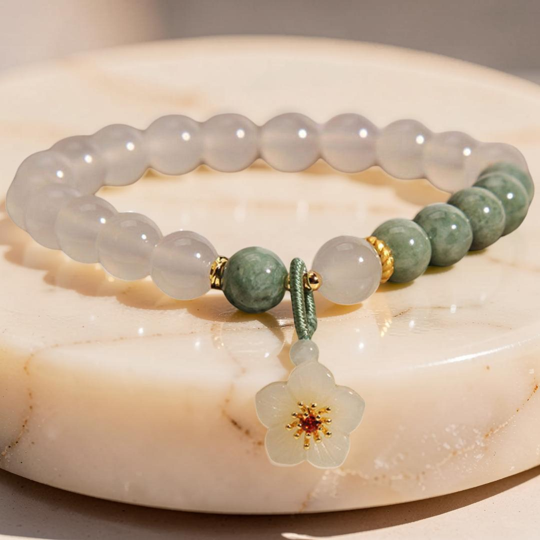 ATELIER-TIBET – Bracelet Jade et Agate – Douceur Cerise