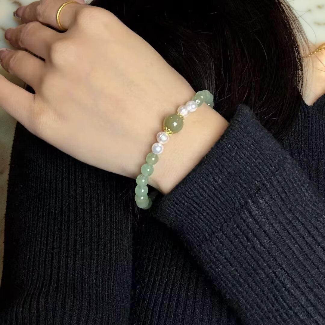 ATELIER-TIBET – Bracelet Jade et Perle – Harmonie Éternelle