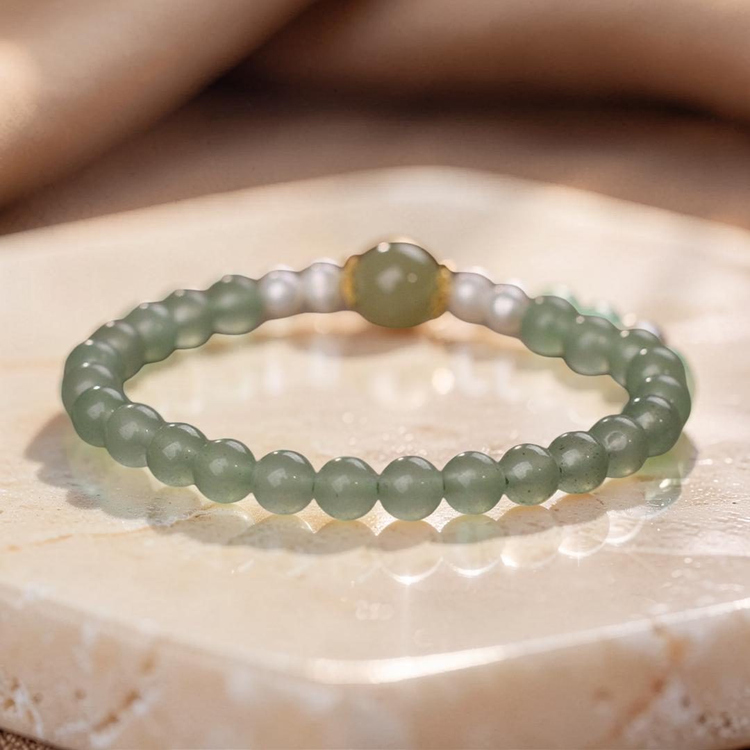 ATELIER-TIBET – Bracelet Jade et Perle – Harmonie Éternelle