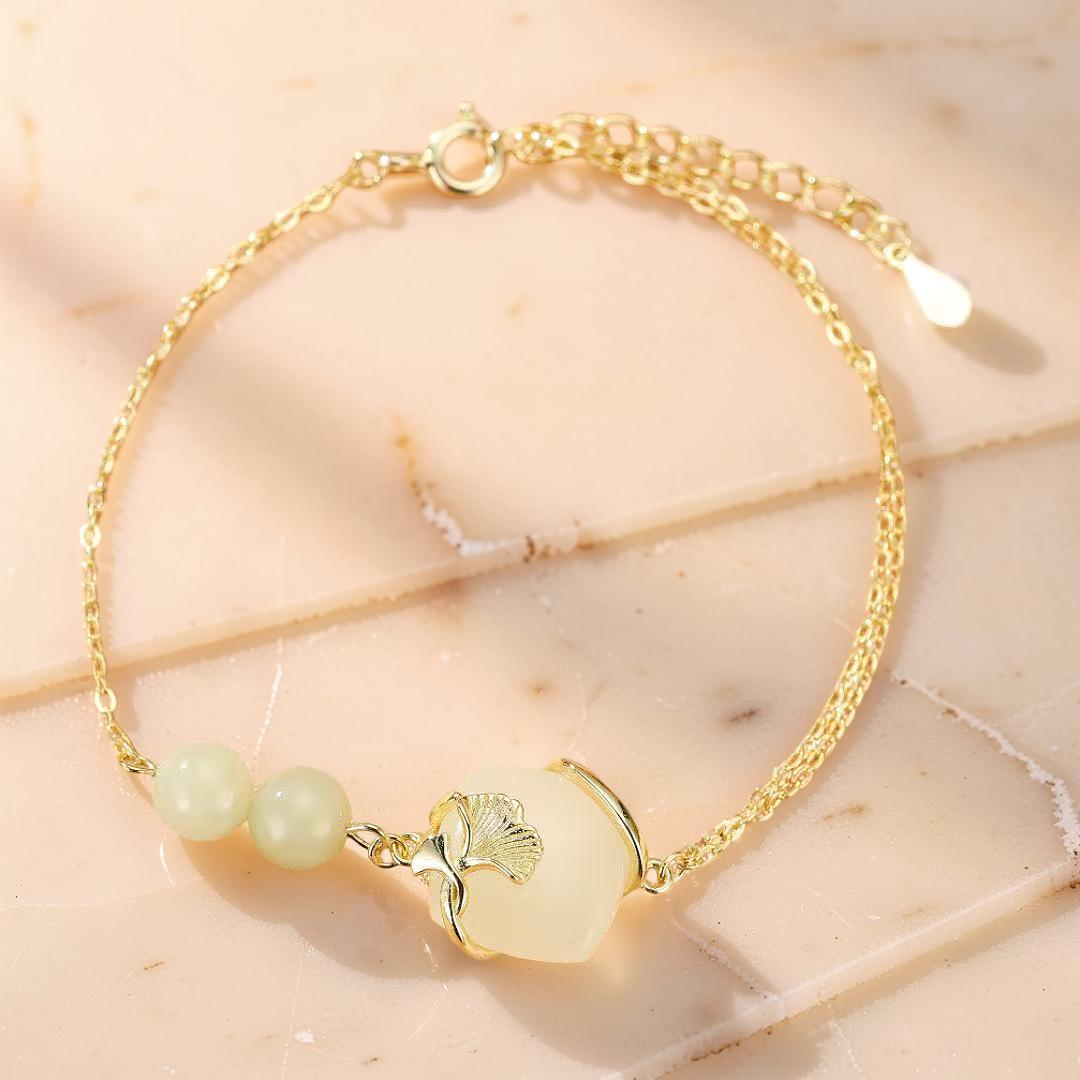 ATELIER-TIBET – Bracelet Jade – Éveil du Cœur, Argent Plaqué Or