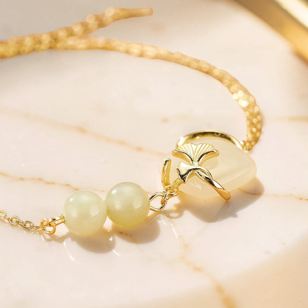 ATELIER-TIBET – Bracelet Jade – Éveil du Cœur, Argent Plaqué Or
