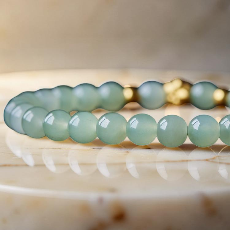 ATELIER-TIBET – Bracelet Jade Lotus – Réussite, Plaqué Or