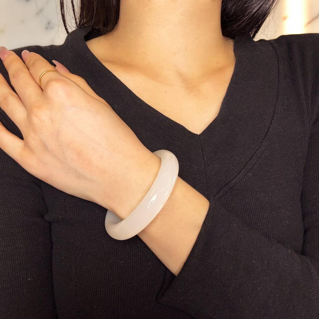 ATELIER-TIBET – Bracelet Jonc Jade Blanc – Pureté Céleste