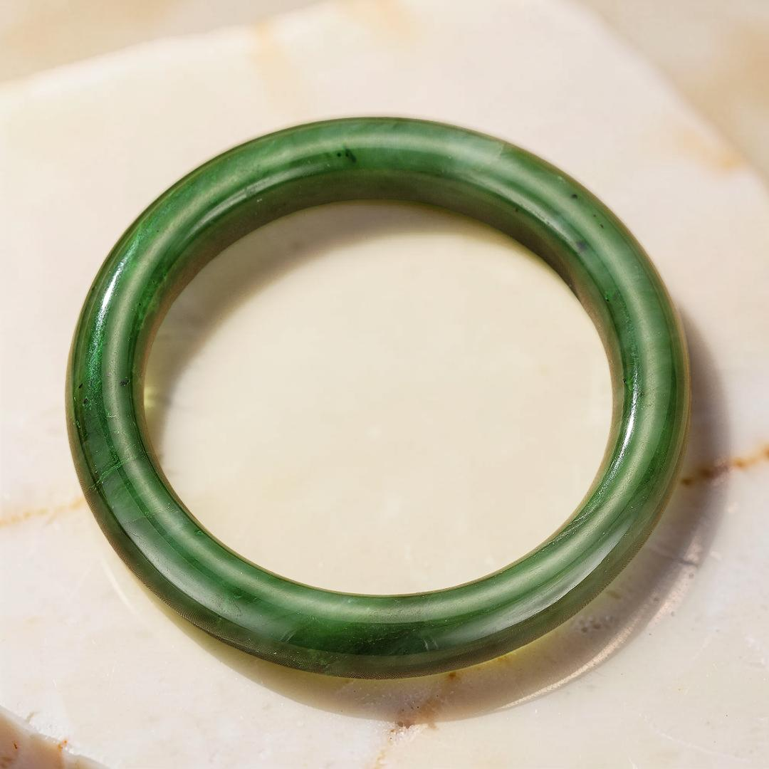 ATELIER-TIBET – Bracelet Jonc Jade – Vert Forêt